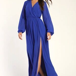 Lulu's Royal Blue Long Sleeve Maxi Dress